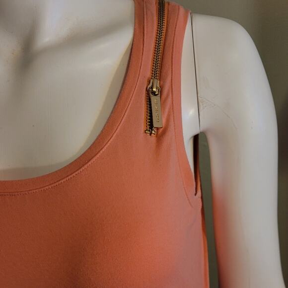 Michael Kors Orange Ruched Tank Top Sz Medium Flattering Postpartum Longline - Picture 6 of 10